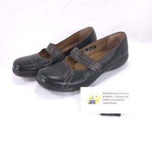 Clarks Leather Casual Mary Jane Flat Shoe Womens Size 6 84670 Black